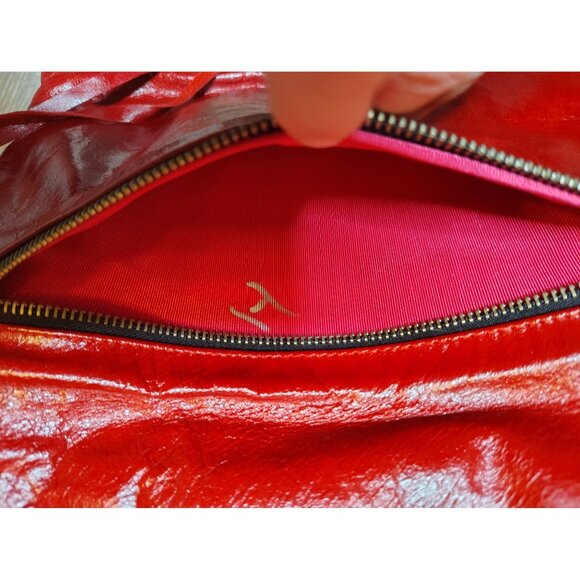 Allison Burns Red Leather Folder Over Clutch Purse Zip Close Vintage USA - Picture 4 of 8